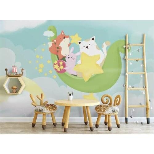Customize any size 3D photo wallpaper hand-painted cartoon starry cat star childrens bedroom living room mural background wall