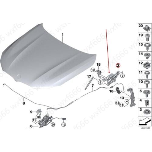 41007427051 41007427052 Car Front cover hinge Suitable for 5 Series G30b mwG38 7 Series G12 2017-2019 Hood hinge Cover holder