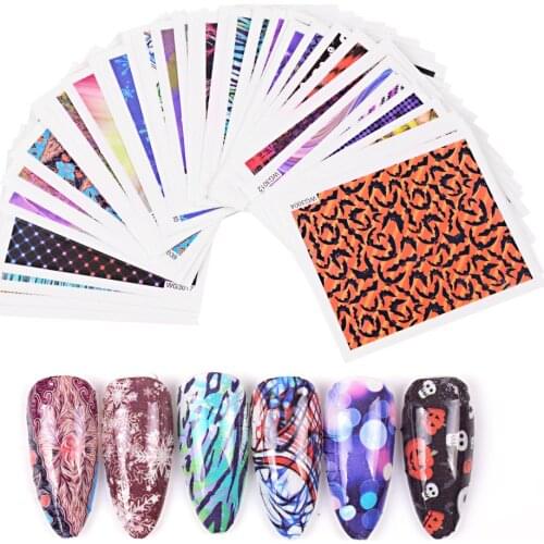45pcs/Set Water Decals Halloween Mysterious Geometric Diamond Pattern For Nail Art Decoration Manicure Slider