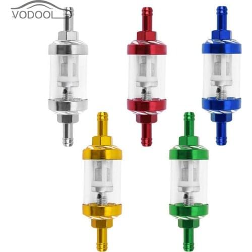6mm/8mm CNC Aluminum Alloy Glass Gas Fuel Oil Filter Motorcycle Gas Fuel Gasoline Oil Filter for ATV Bike Moto Accessories