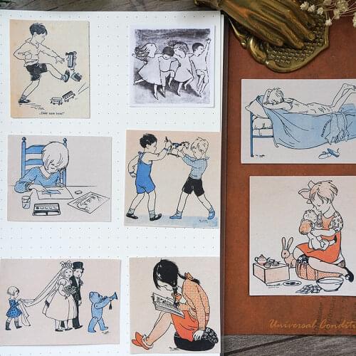 8pcs Old book illustration stickers/Scrapbooking Stickers /Decorative Sticker /DIY Craft Photo Albums