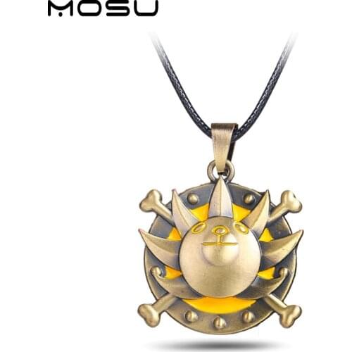MOSU 12/pcs Hot Anime One Piece Bronze Metal Necklace Thousand Sunny Logo Pendant Cosplay Accessories Jewelry can Drop-shipping