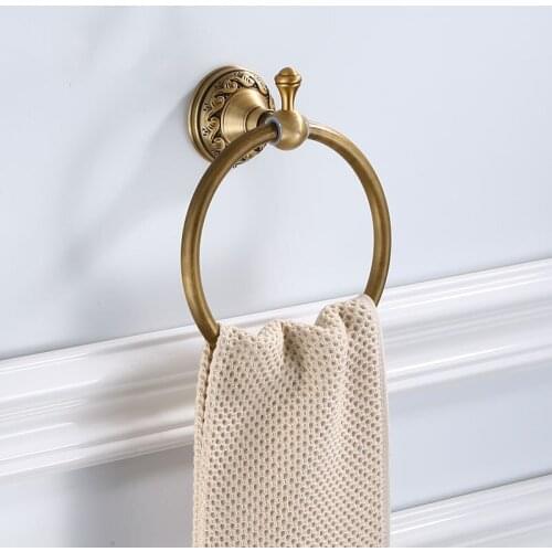 2 Styles Antique Space Aluminum Bronze Towel Ring Brushed Towel Holder Towel Rack Wall Mounted Bathroom Accessories