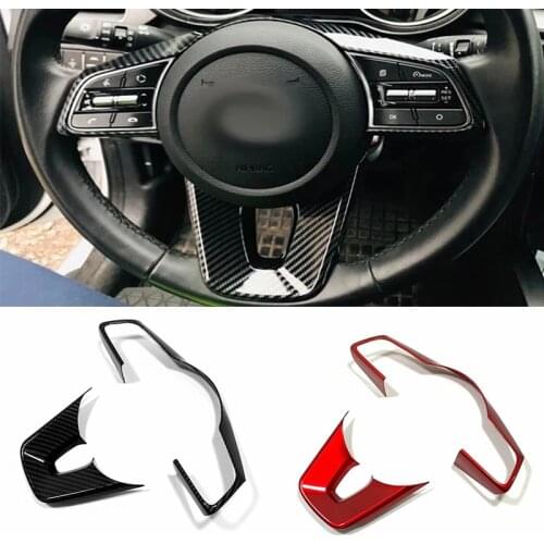 For Kia Cerato K3 Seltos 2019 2020 2021 ABS Carbon/Red Car Steering Wheel Switch Button Cover Trim Protector Sticker Accessories