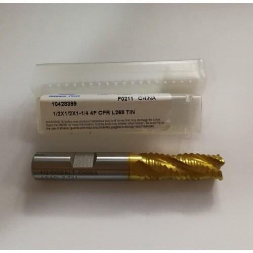 INCH SIZE HSS COBALT ROUGH SQUARE END MILLS,4 FLUTES,1/2"x1/2"x1-1/4" CPR L268 TIN,GOOD QUALITY