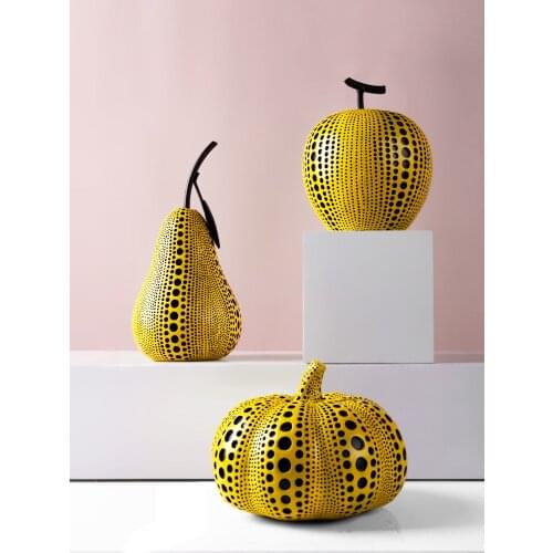 European Resin Yellow Spotted Fruit Ornaments Apple Pear Pumpkin Living Room Office Furnishings Home Accessories Christmas Gifts