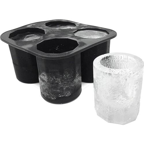 Ice Shot Glass Mold Non-Stick Silicone Bar Gadget Makes 4 Shot Glasses