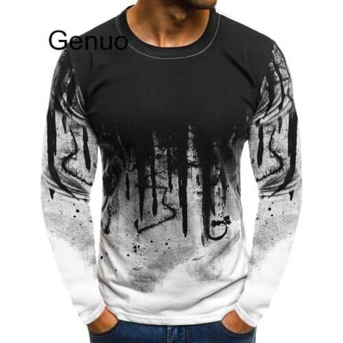 Men Camouflage Printed Male T Shirt Bottoms Top Tee Male Hiphop Streetwear Long Sleeve Fitness Tshirts