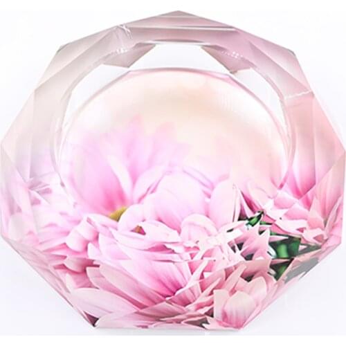 Exquisite glass flower pattern ashtray Fashion round decorative glass rose ashtray