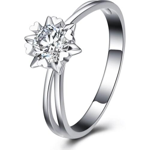 14k White Gold Real Diamond Prong Setting Engagement Wedding Band Luxury Halo Style for Women