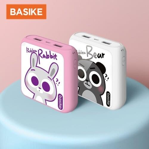 BASIKE Portable Power Bank 10000mAh Small Cute Bear Poverbank External Battery Compact powerbank Battery Bank for Mobile Phone