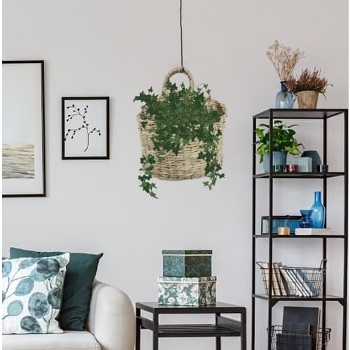 Natural Rattan Storage Basket Kitchen Wall Hanging Storage Basket Creative Pastoral Style Living Room Wall Decor Hanging Basket
