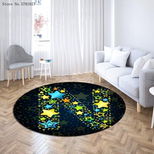 Beautiful Alphabet Round Carpet 3D Print Letter Star Carpets For Living Room Mat Home Textile Floor Rug Custom Floor Carpet