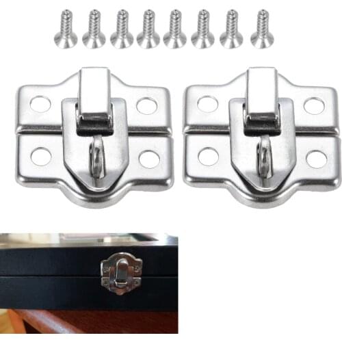 DRELD 2pcs Mini Jewelry Chest Gift Wine Wooden Box Case Toggle Latch Suitcase Hasp Hook Can Lock Lockable with screws 26*28mm
