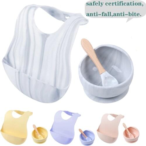1 Set Silicone Bibs Bowl Sets Baby BPA Free Silicone Chewing Food Grade Newborn Accessories Teeth Baby Feeding Supplies