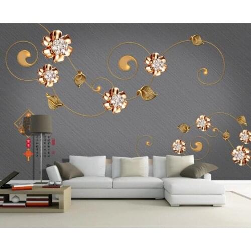 Custom Any Size Mural Wallpaper 3D Home and wealth jewelry and flowers WallPaper Living Room Bedroom 3D Home Decor