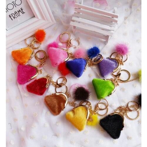 Small Change Storage Bag Key Chain Ladies Hand Mink Tassel Womens Bag Mini Mobile Phone Coin Purse Key Chain Gift