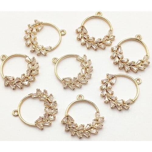 New Arrival! 21x19mm 50pcs Cubic Zirconia Round Charm For Handmade Necklace Earring DIY Parts Jewelry Findings & Components