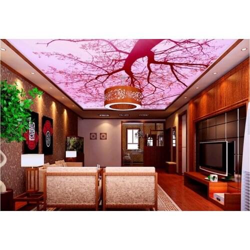 3d customized wallpaper 3d wallpaper for room Pink ceiling zenith fresco 3d ceiling murals wallpaper