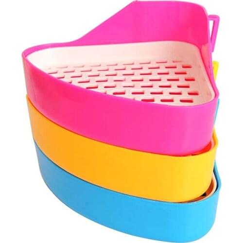 Ferret Rabbit Hi Corner Litter Pan Guinea Pig Tray Small Animals Toliet Plastic 3Colours