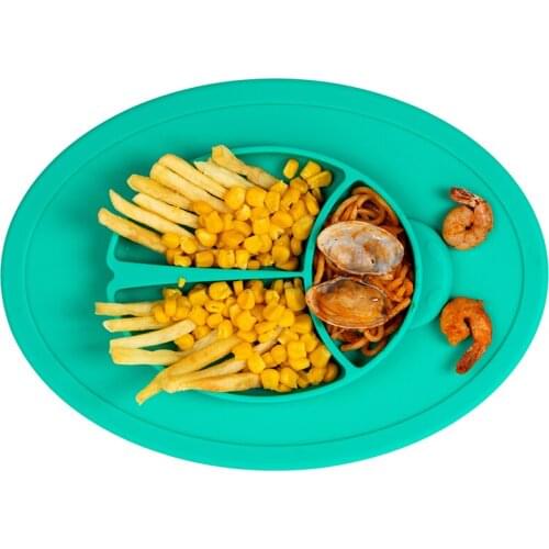 Divided Silicone Suction Plate Toddler Self-Feeding Dishes for Baby 7 month+ BPA Free