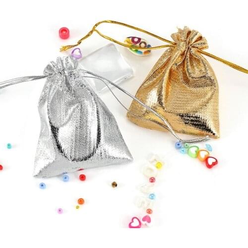 7x9cm 9x12cm Adjustable Jewelry Packaging Gold/Silver Colors Drawstring Velvet Bag,Wedding Gift Bags & Pouches Wholesale 50pcs