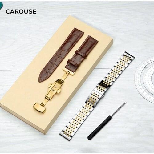 Carouse Stainless Steel Metal Watchband Bracelet 12mm 14mm 16mm 18mm 19mm 20mm 22mm Calf Leather Watch Band Strap Combined sales