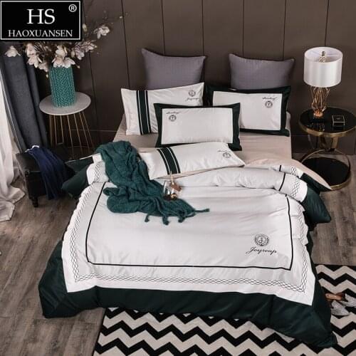 Modern Embroidery Bedding Sets Duvet Cover Bed linens Bedsheet/Fitted Sheet Bed Cover Pillow Covers White Fabric Stripes Design