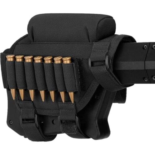 Tactical Rifle Buttstock Cheek Rest Holder Cartridges Bag Shooting Cheek Rest Pad Ammo Pouch with 2 Molle Pouch Adjustable