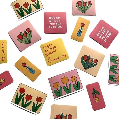 16Pcs tulips Ins Cute Cartoon Sticker For Suitcase Skateboard Laptop Luggage Fridge Phone Car Styling DIY Decal Sticker