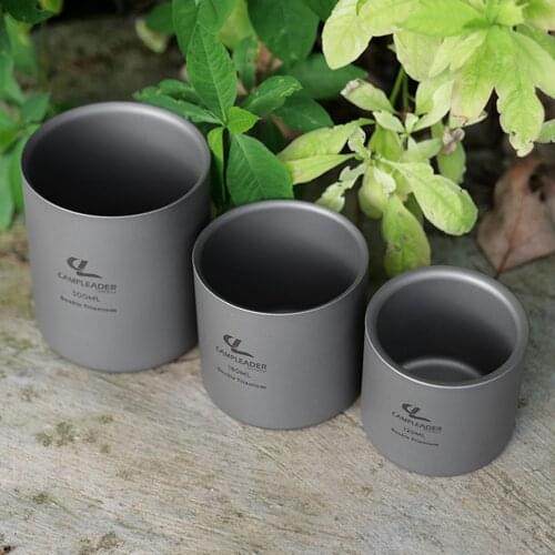 Camping Ultralight Titanium Cup Portable Picnic Water Cup Mug Double-layer Lightweight Mug For Camping Hiking 300/180/120ml
