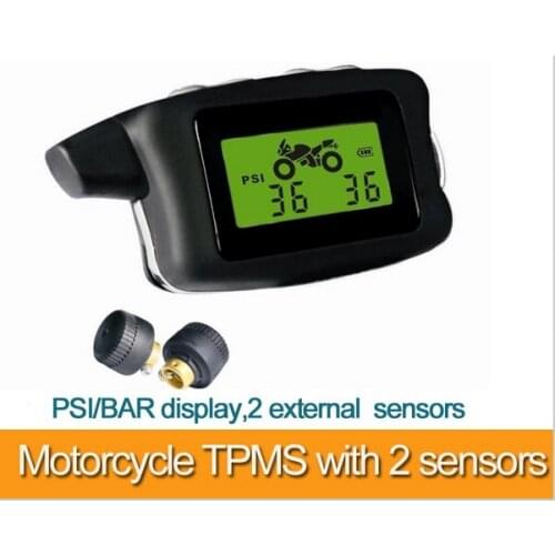 Universal Tire Pressure and Temperature Monitoring System Motorcycle TPMS for 2-wheels Motorcycle with 2 External Sensors