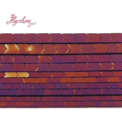 3/4/6x8/8mm Natural Hematite Purple V Shape Loose Stone Beads For DIY Necklace Bracelet Loose Jewelry Making 15" Free Shipping