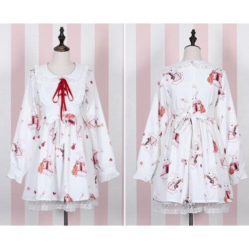 Japanese Soft Sister Lolita Dress Lovely Wind Retro Girl Musical Instrument Bunny Short Sleeve Everyday Wear Lolita Dress