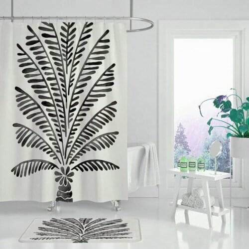 Shower curtain beautiful vintage flower tropical palm leaf tree flower jungle leaf plant cactus bathroom