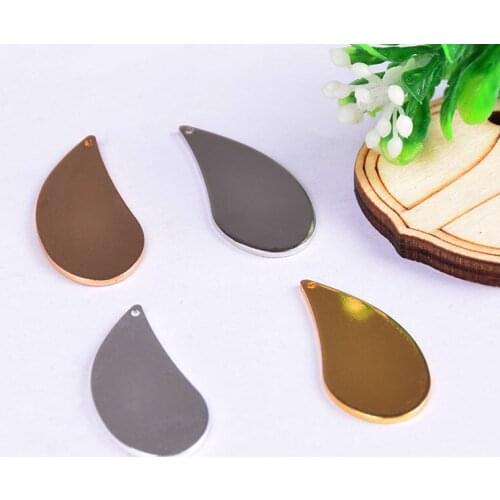 10 pieces 28 * 12mm Copper Shaped Solid Glossy Water Drop Necklace Pendant DIY Jewelry Accessories