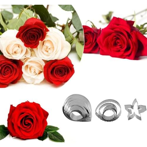 11pcs Gum Paste Flower Mold Austin Rose Petal Calyx Leaf Cutter Set Sugar Craft