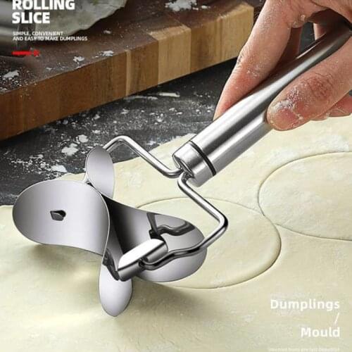 304 Stainless Steel Dumpling Wrapper Cutting Cutting Mold Roller round Biscuit Pressing Dumpling Skin Mold Cutting Clip Tool