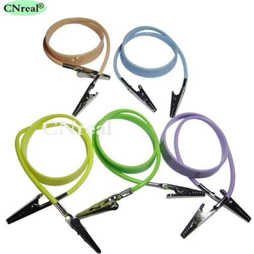 5 Pieces/Lot Dental Bib Clips Napkin Holders Crocodile Stainless Steel Autoclavable & Flexible Silicone Cord