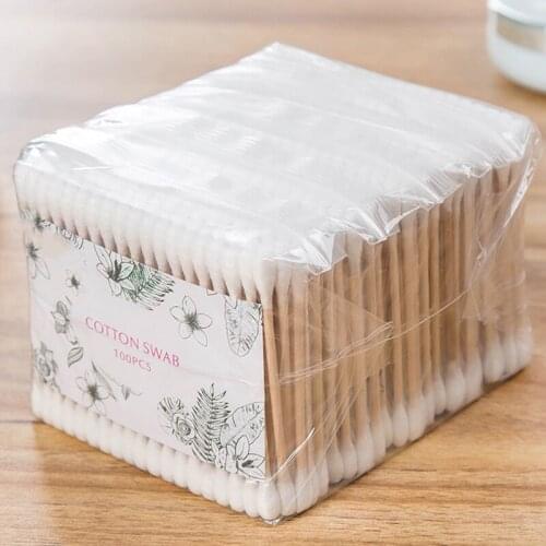 500/100pcs Double Head Cotton Swab Women Makeup Cotton Buds Tip For Medical Wood Sticks Nose Ears Cleaning Health Care Tools