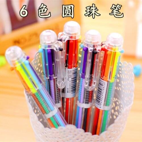 6 color Multi-color ballpoint pen multifunctional multicolour oil pen 6 refill student stationery