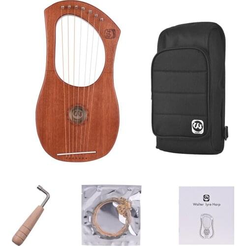 7-String Wooden Lyre Harp Metal Strings Birch Solid Wood String Instrument with Carry Bag WH04/WH05/WH06