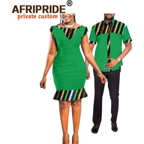 African Clothes for Couple Clothing Dashiki Print Shirts for Men Ankara Bodycon Dresses for Women Match Print Outfits A20C011