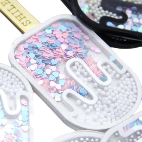 David accessories 45x90mm Hot Fashion Liquid Quicksand Cover For Phone DIY Sequin Ice Cream Patch Cases,1Yc6118