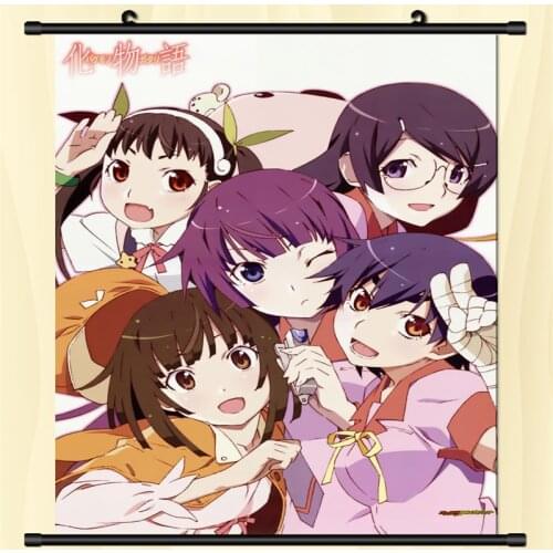 Anime Pictures Bakemonogatari Senjougahara Hanekawa Tsubasa & Oshino Shinobu & Sengoku Nadeko Home Decor Wall Scroll Poster