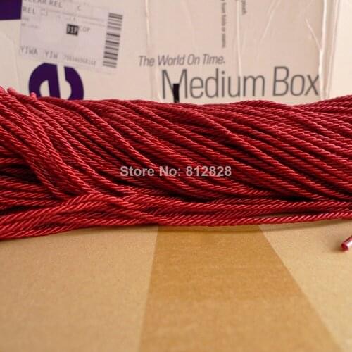 100 Meters 3mm Wine Red/Burgundy/Maroon Color Decorative Polyester Twisted Cords 17 Colors Available