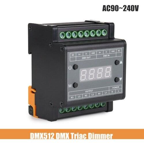 DMX302 led DMX triac dimmer brightness controller AC90V-240V Output 3channels 1A/CH High voltage led dimmer for led panel light