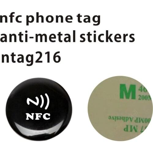 Custom Printed NFC NTAG216 Epoxy Sticker Label Anti-metal 13.56MHz 14443A protocol NFC Forum Type 2 Tag