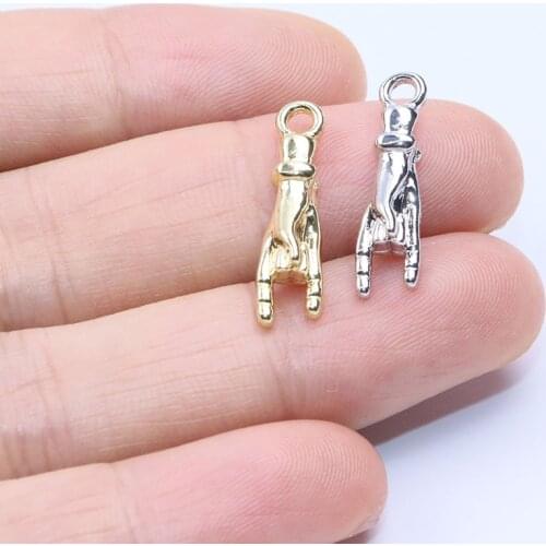 Eruifa 20pcs 20*5mm Beautiful 3D Hand Zinc Alloy Jewelry DIY Charms Pendant Women Girl Necklace, Earring Bracelet 2 Colors