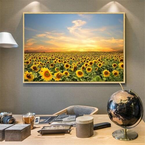 Canvas Art Sunflowers Decoration for Living Room Daisy Sunflower Sunset Poster Wall Picture For Living Room Kitchen Decor